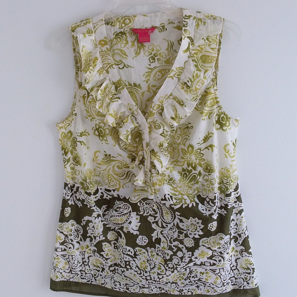 Sunny Leigh Summer Green Print Cotton Top